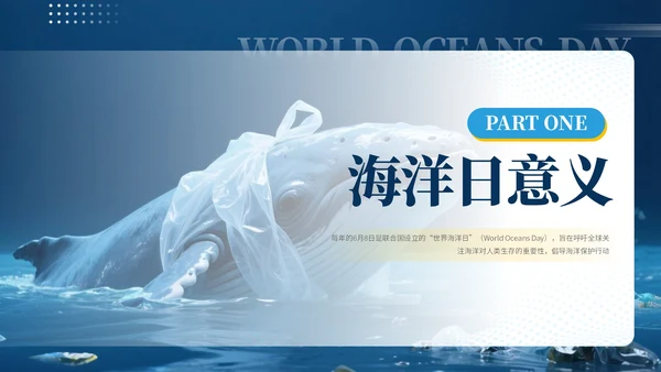 蓝色系简约风世界海洋日PPT模版