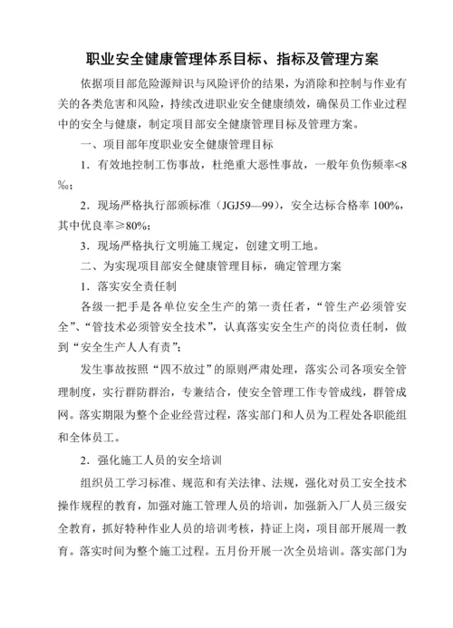 职业安全健康管理体系目标、指标及管理方案.docx