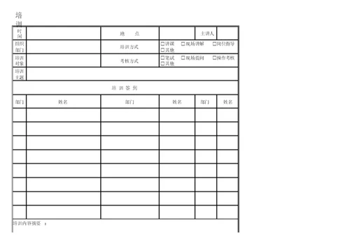 医疗器械培训计划表格带签到表格