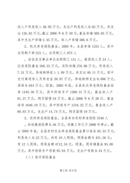 县政府社保基金自查情况报告.docx