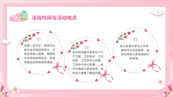 粉色温馨3D温情五月天感恩母亲节幼儿园母亲节活动策划PPT