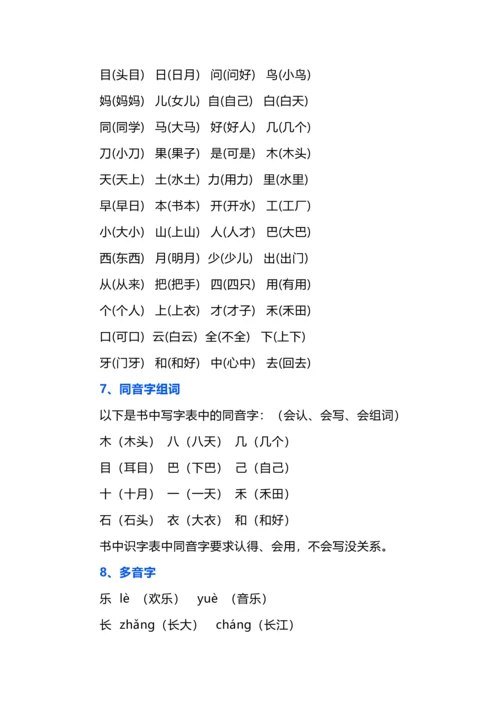 语文一年级上册全册《知识重点》.docx