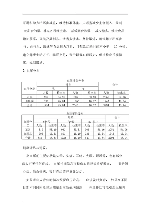 老年人体检情况分析报告