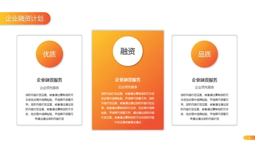 橙色渐变融资计划策划通用PPT模版