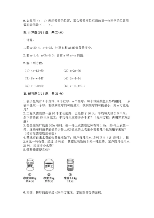 人教版数学五年级上册期末测试卷（研优卷）.docx