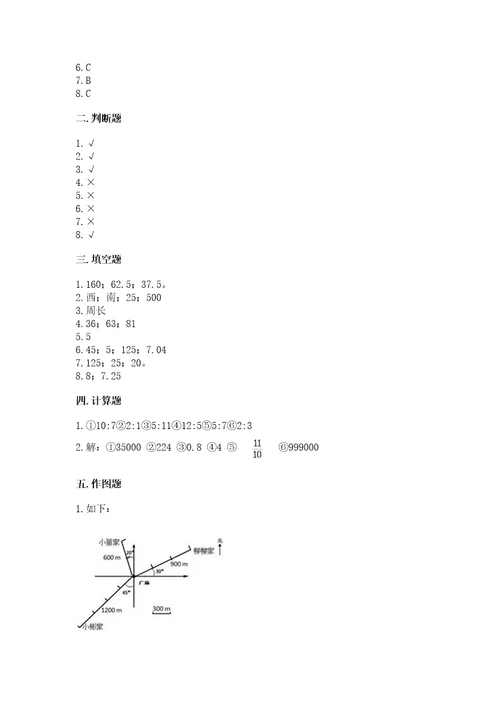 小学六年级上册数学期末测试卷及参考答案黄金题型