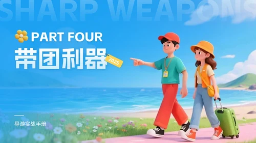 蓝金色3D立体风8月旅游攻略旅游游玩路线