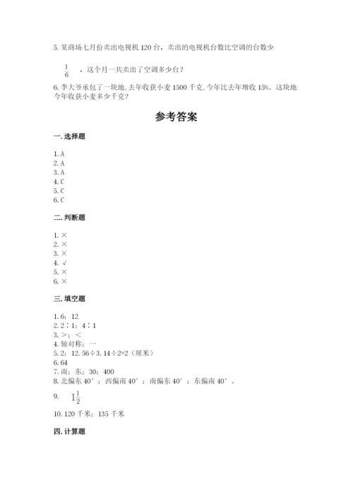 2022六年级上册数学期末测试卷及完整答案【精选题】.docx