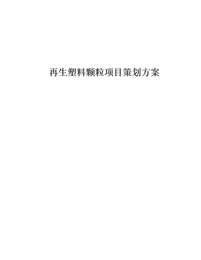 再生塑料颗粒项目策划方案（74页）