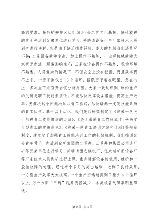 煤矿综采一队党支部加强青工技能素质提升事迹材料 (3).docx