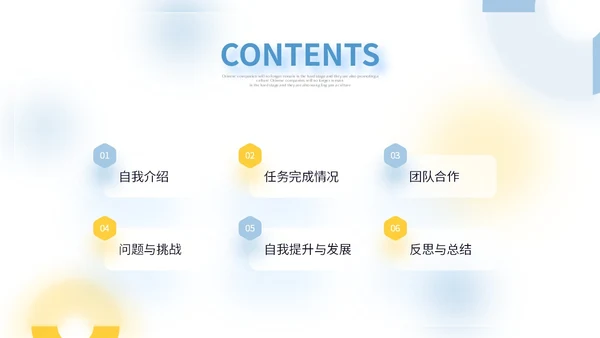 毛玻璃风清新蓝黄色个人述职报告年终工作总结PPT