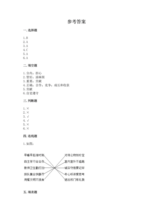 部编版四年级上册道德与法治期中测试卷附参考答案（模拟题）.docx