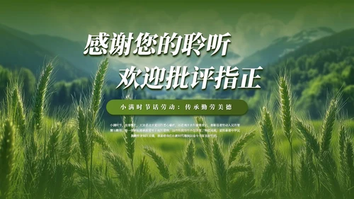 绿色简约创意中国传统二十四节气之小满课件PPT模板