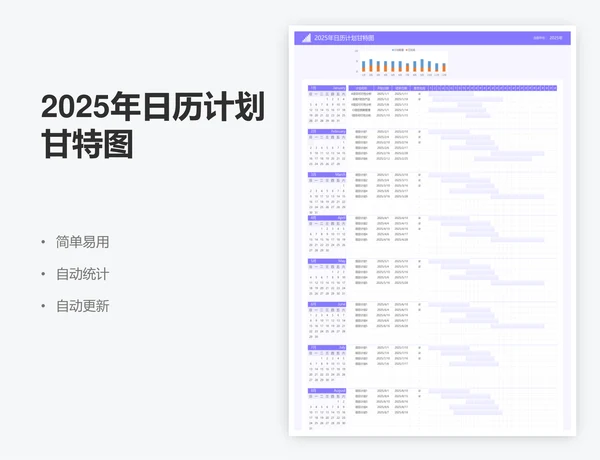 2025年日历计划甘特图