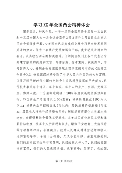 学习XX年全国两会精神体会.docx