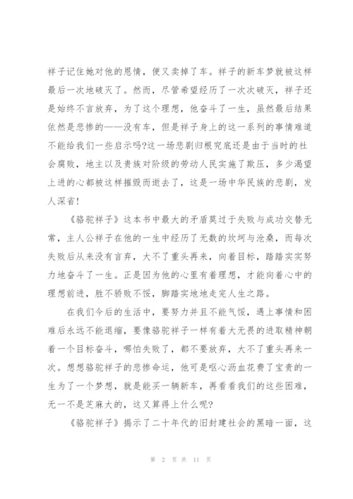 骆驼祥子小说阅读书心得600字作文5篇.docx