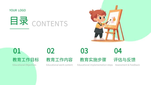 绿色简约风学生心理健康教育工作规划PPT