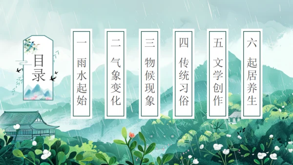 雨水春雨贵如油，春景通用PPT模板