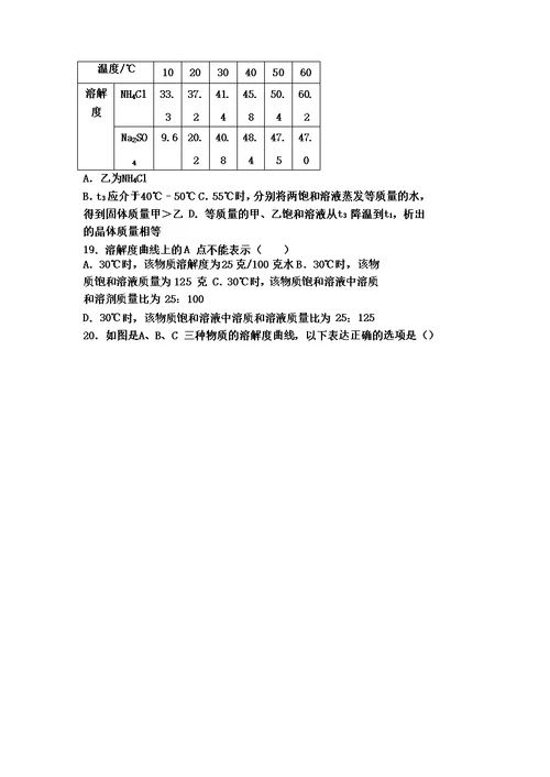 最新上海新版九年级化学第六单元第三节《物质的溶解性》难度偏大尖子生题（word版有答案）