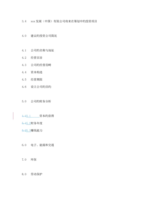 投资有限公司可行性专题研究报告.docx
