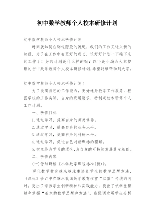 初中数学教师个人校本研修计划.docx