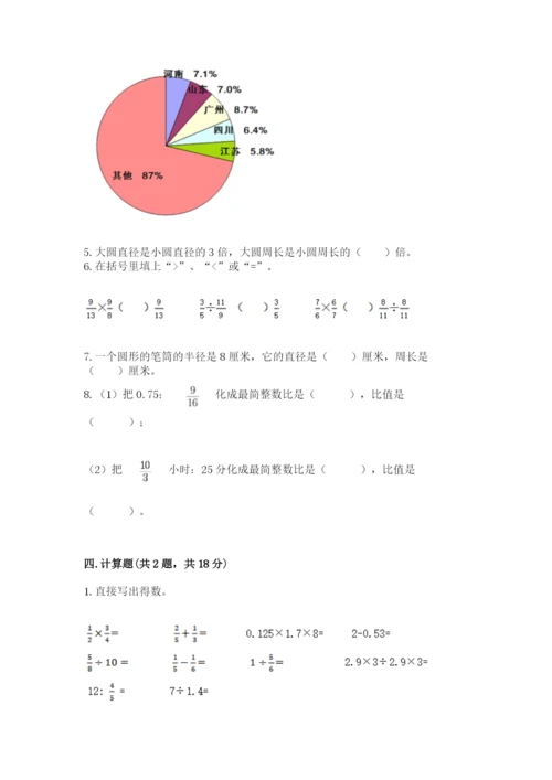 小学数学六年级上册期末测试卷附参考答案【精练】.docx
