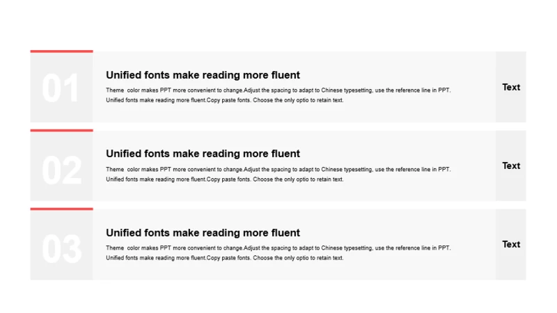 红色矩形线条扁平3项PPT列表