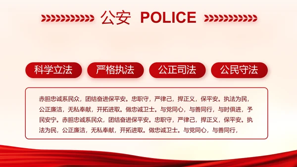 红色大气公安警察派出所演讲动态PPT