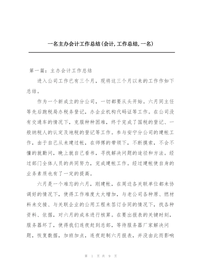 一名主办会计工作总结(会计,工作总结,一名).docx