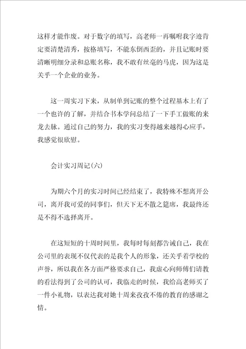 最新财务公司会计实习周记