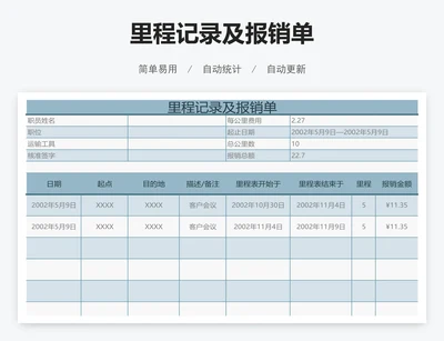里程记录及报销单