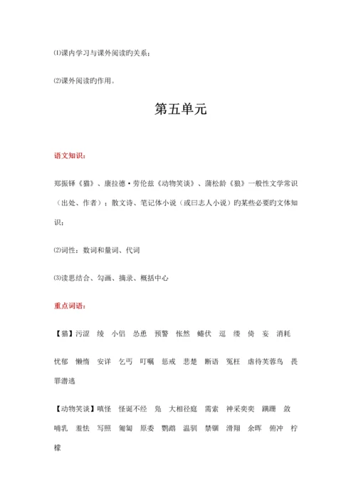 2023年七年级上册语文部编教材知识点梳理.docx
