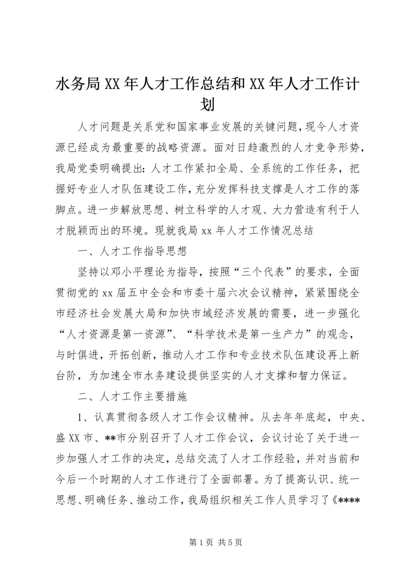 水务局XX年人才工作总结和XX年人才工作计划.docx