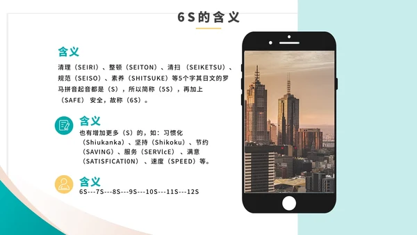绿色商务几何简约企业6S管理培训PPT模板
