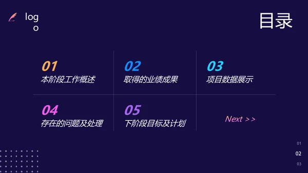 深蓝色年终工作总结通用PPT模板
