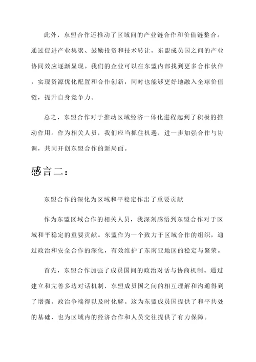 看完东盟合作后的感言