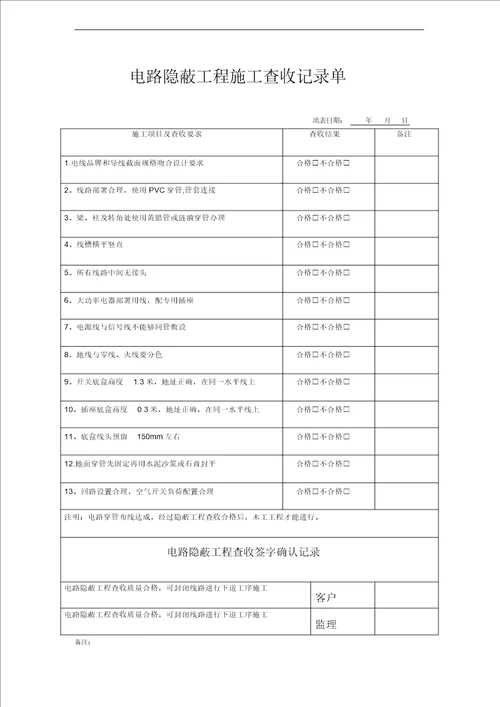 家装施工验收单精品模板