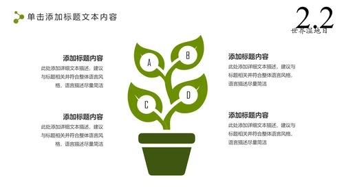 清新简约世界湿地森林日绿色环保PPT模板