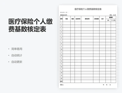 医疗保险个人缴费基数核定表