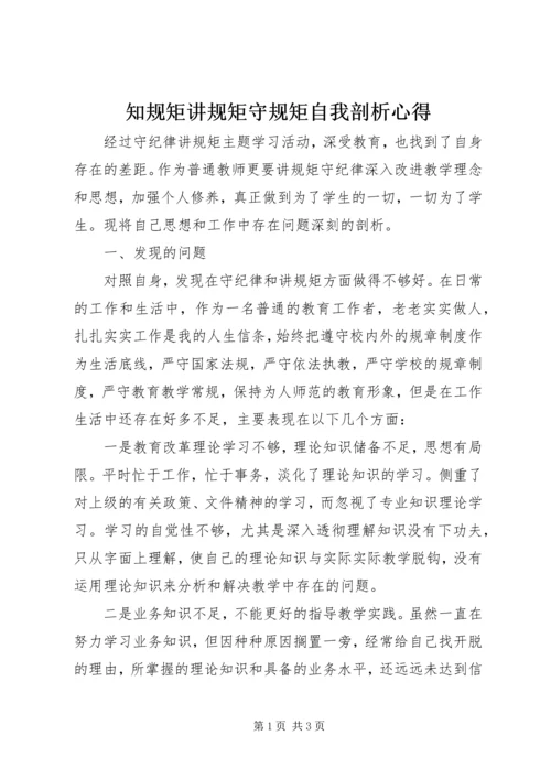 知规矩讲规矩守规矩自我剖析心得.docx