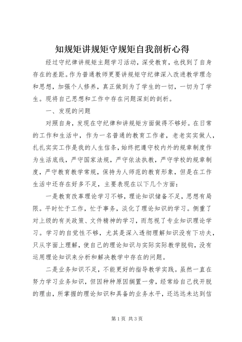 知规矩讲规矩守规矩自我剖析心得.docx