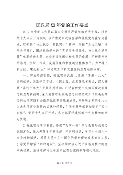 民政局XX年党的工作要点.docx