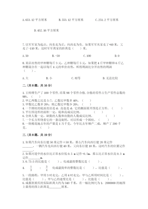 苏教版数学小升初模拟试卷（精选题）.docx