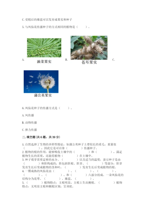 科学四年级下册第一单元植物的生长变化测试卷及参考答案（考试直接用）.docx