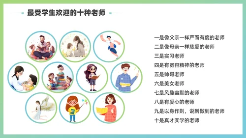 蓝绿色简约插画风教师角色转变与心理成长培训PPT模板教师培训