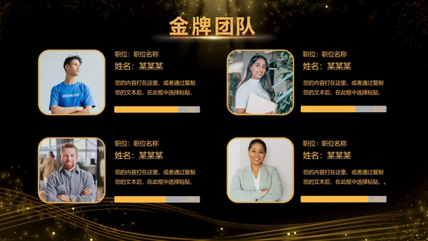 黑金酷炫金牌团队成员介绍PPT模板