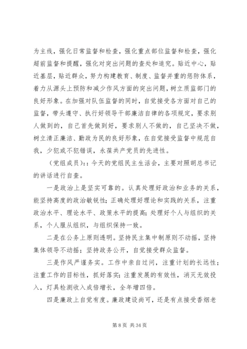 第一篇：质监局党组作风建设专题民主生活会记录.docx