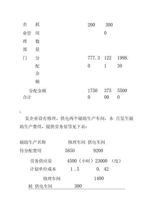 最新电大成本会计形成性考核02任务