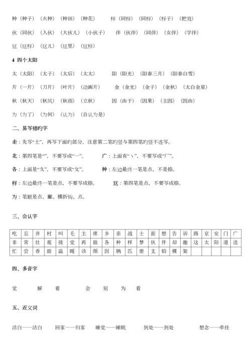 2023年新人教版语文一年级下知识点归纳.docx