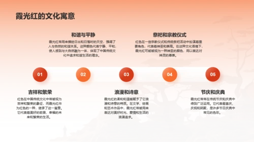 橙色水墨中国传统配色霞光红介绍PPT模板